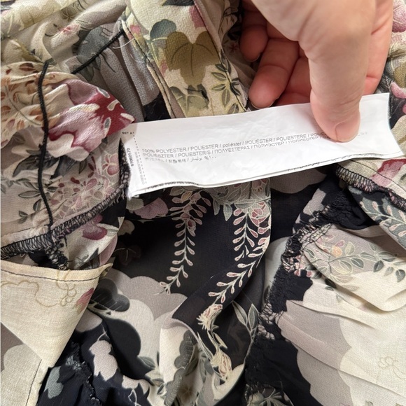 Mango MNG Blouse Floral Botanical Nature Chiffon Y2K Boho Retro Women's XS Sheer - Picture 7 of 10